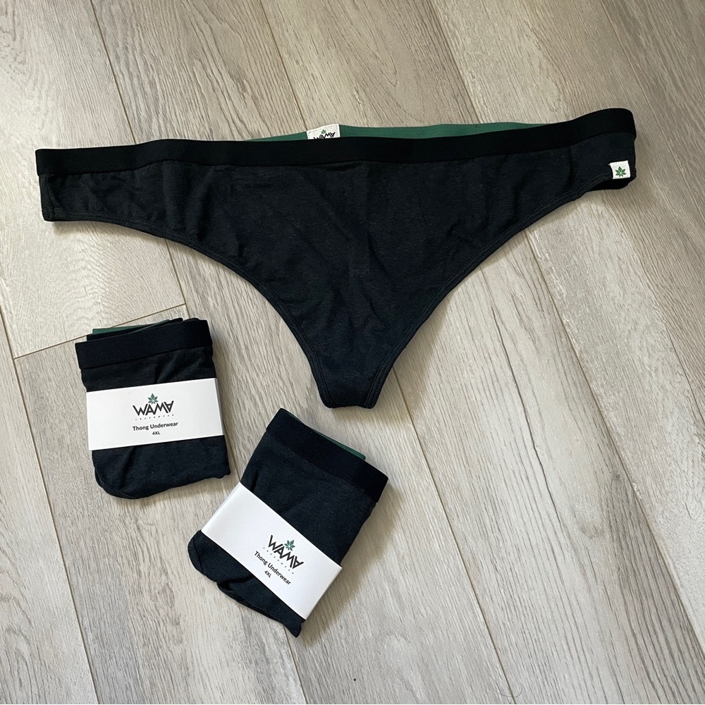 Wama Thong Underwear NWT hemp organic cotton set of 3 womens (size 4xl) natural
